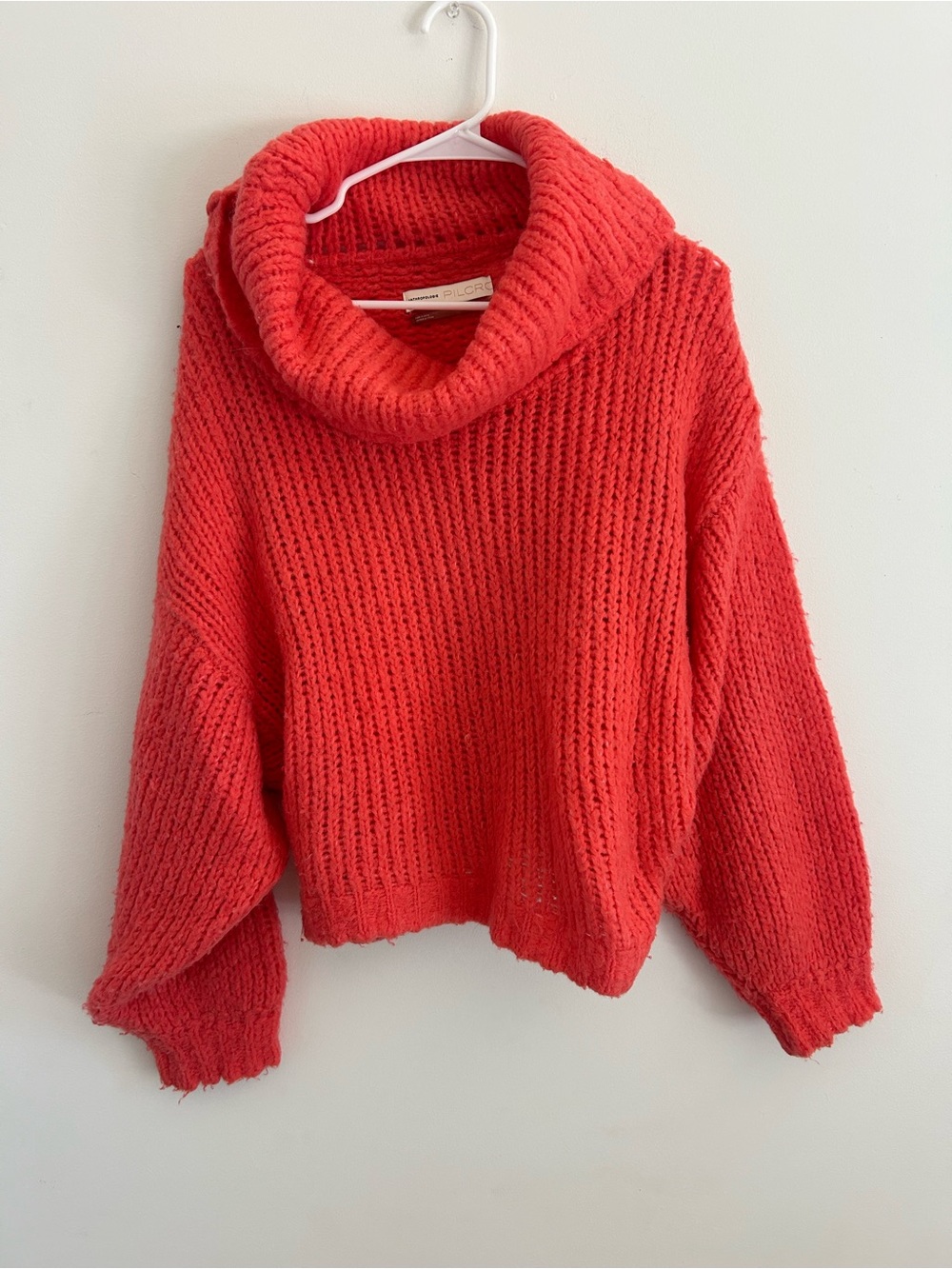 Anthropologie Coral Cowl Neck Chunky Knit Sweater